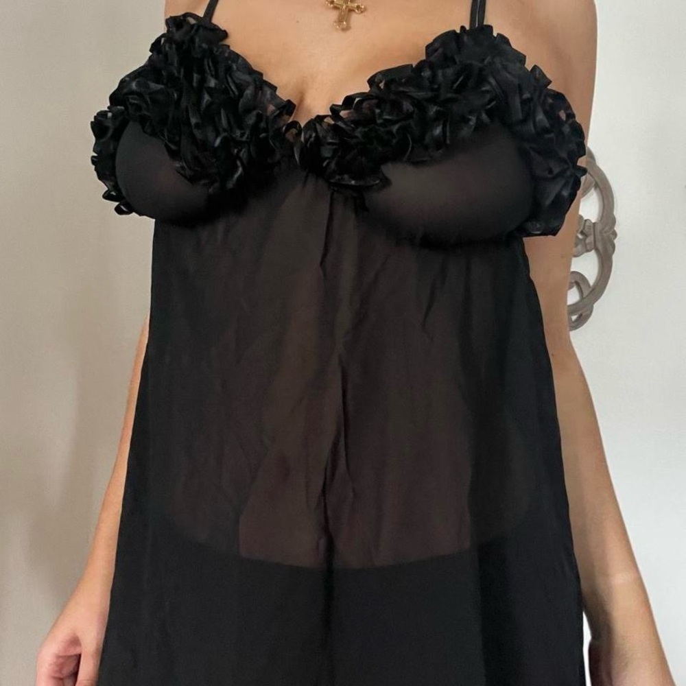Elegant Black Sheer Nightgown